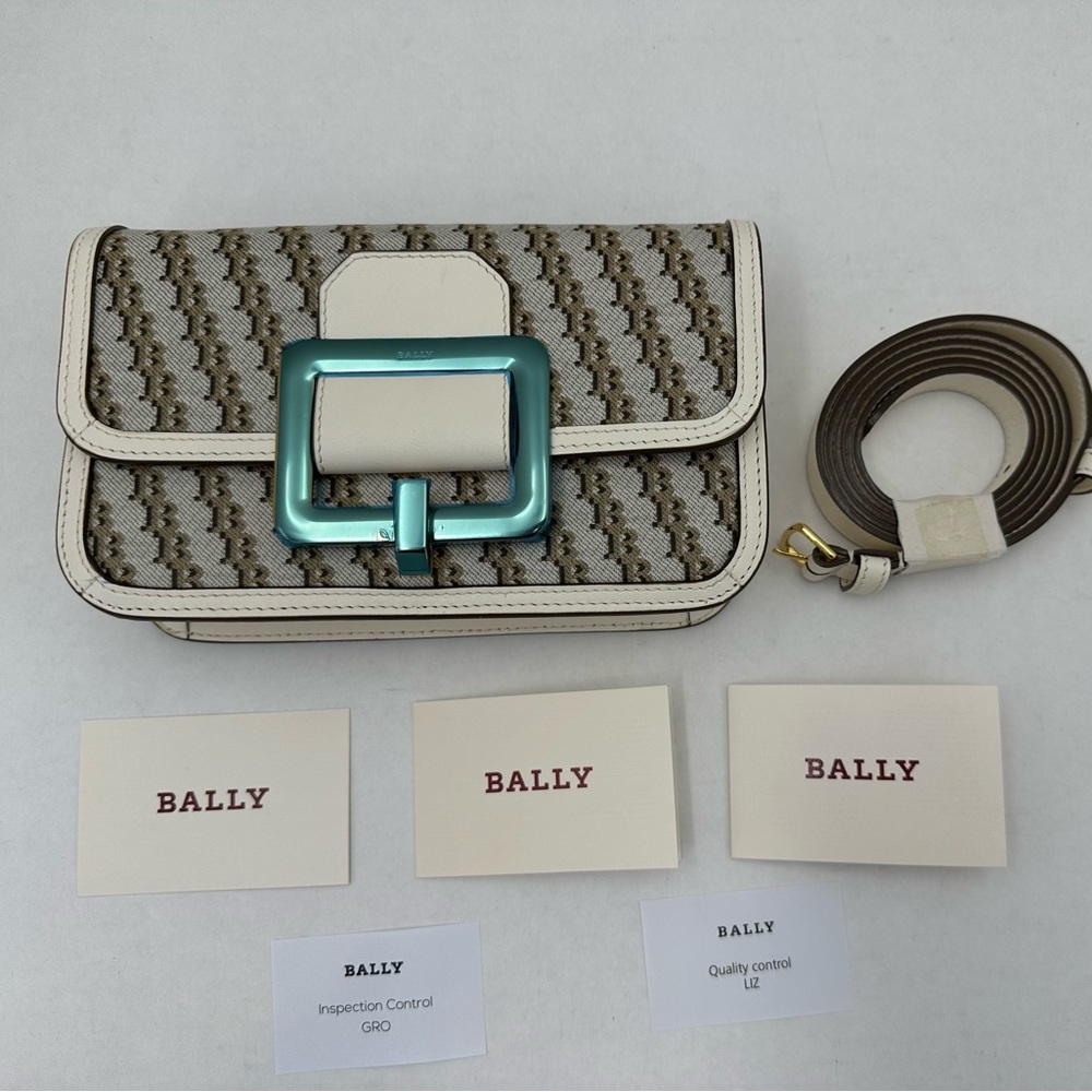 BALLY Janelle S. JB/63 Multi Caillou Fabric Leather Shoulder Bag